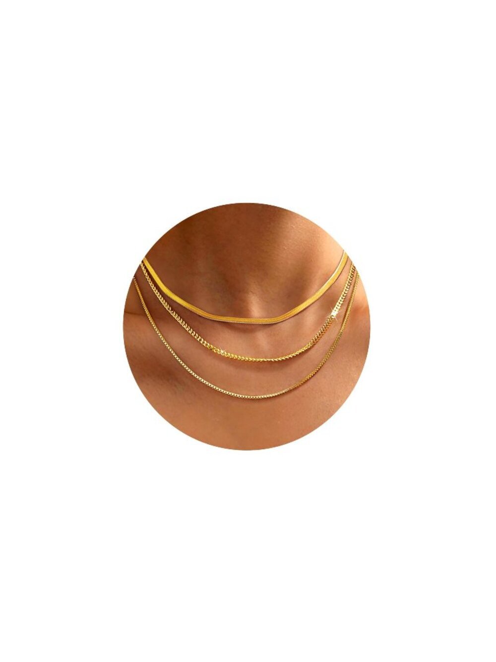🆕 3Pcs Gold Necklaces for Women 14K Gold Plated Layered Necklace Dainty